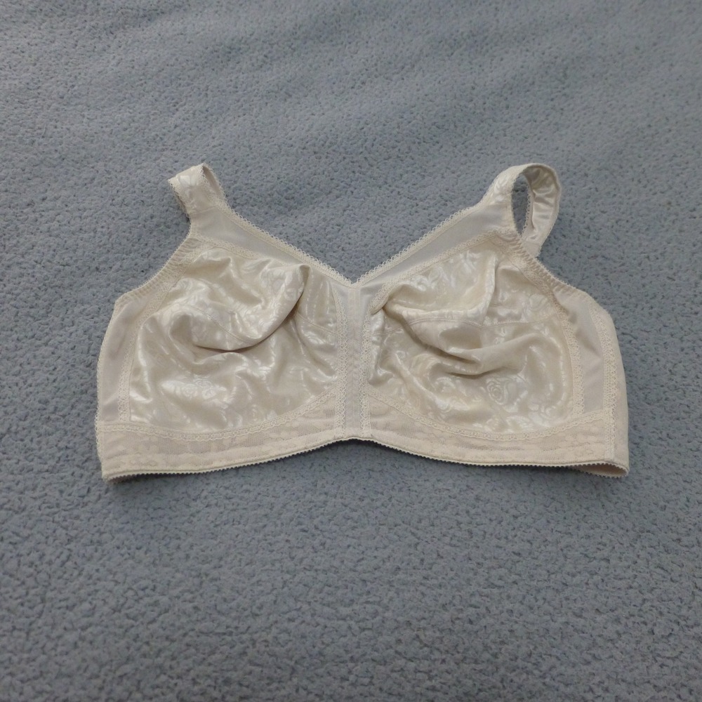 Playtex Bra 44DD Full Coverage Comfort Lace Trim Beige Wirefree Support